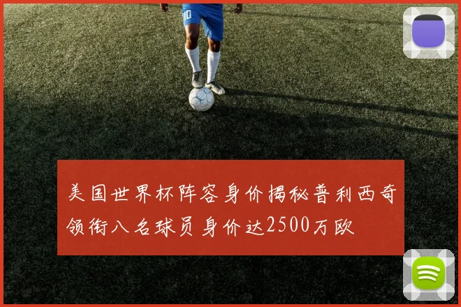 美国世界杯阵容身价揭秘普利西奇领衔八名球员身价达2500万欧